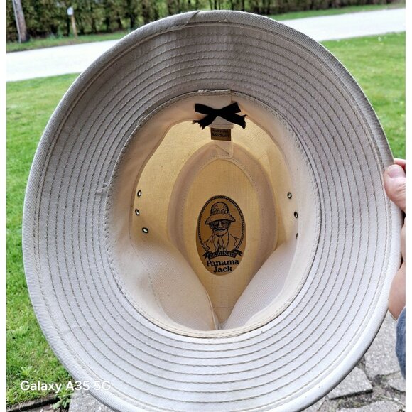 Panama Jack Medium Beige Canvas Safari Hat With Ventilation Eyelets & Adjustable - Picture 7 of 7